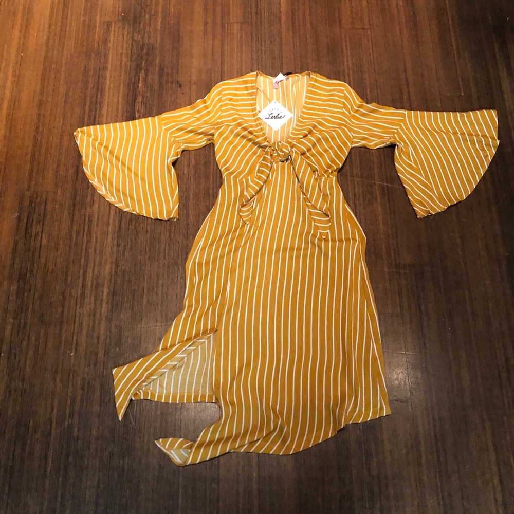 Mustard striped maxi dress